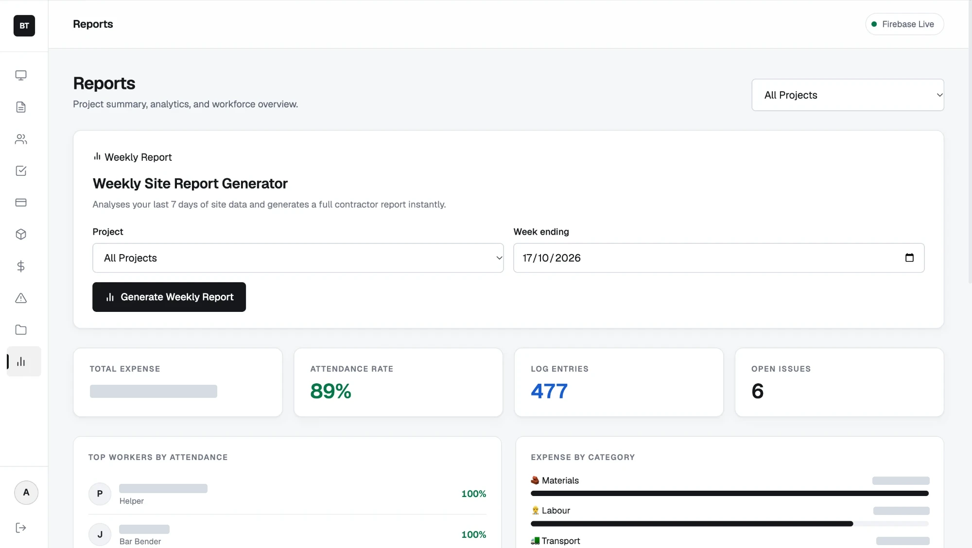 Reports, with the one-click weekly site report generator